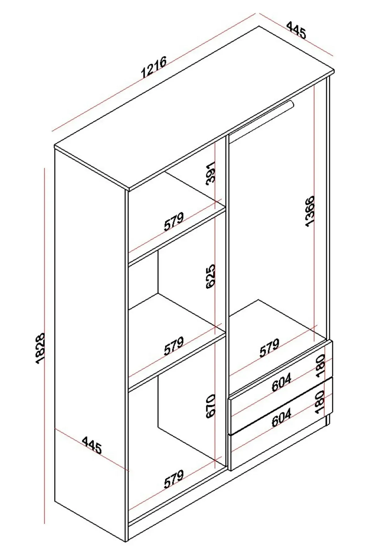Rudu Lifos 4 Kapaklı Gardırop – görsel 5